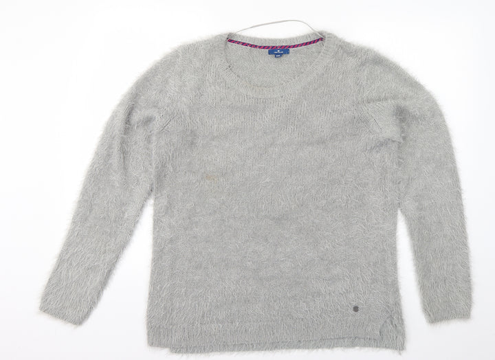 TOM TAILOR Womens Grey Scoop Neck  Acrylic Pullover Jumper Size 2XL