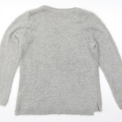 TOM TAILOR Womens Grey Scoop Neck  Acrylic Pullover Jumper Size 2XL