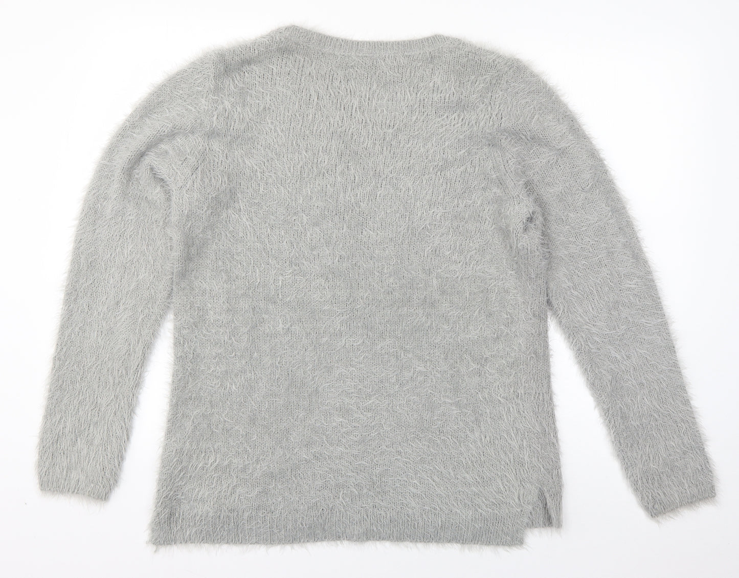 TOM TAILOR Womens Grey Scoop Neck  Acrylic Pullover Jumper Size 2XL