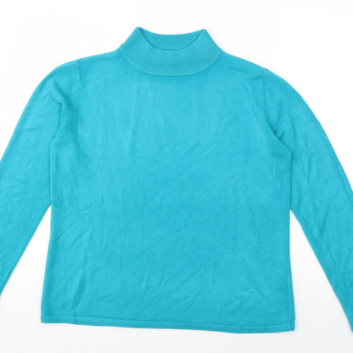 Bonmarché Womens Blue High Neck  Acrylic Pullover Jumper Size S