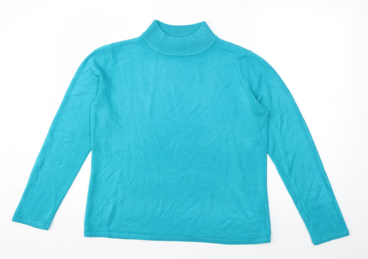 Bonmarché Womens Blue High Neck  Acrylic Pullover Jumper Size S