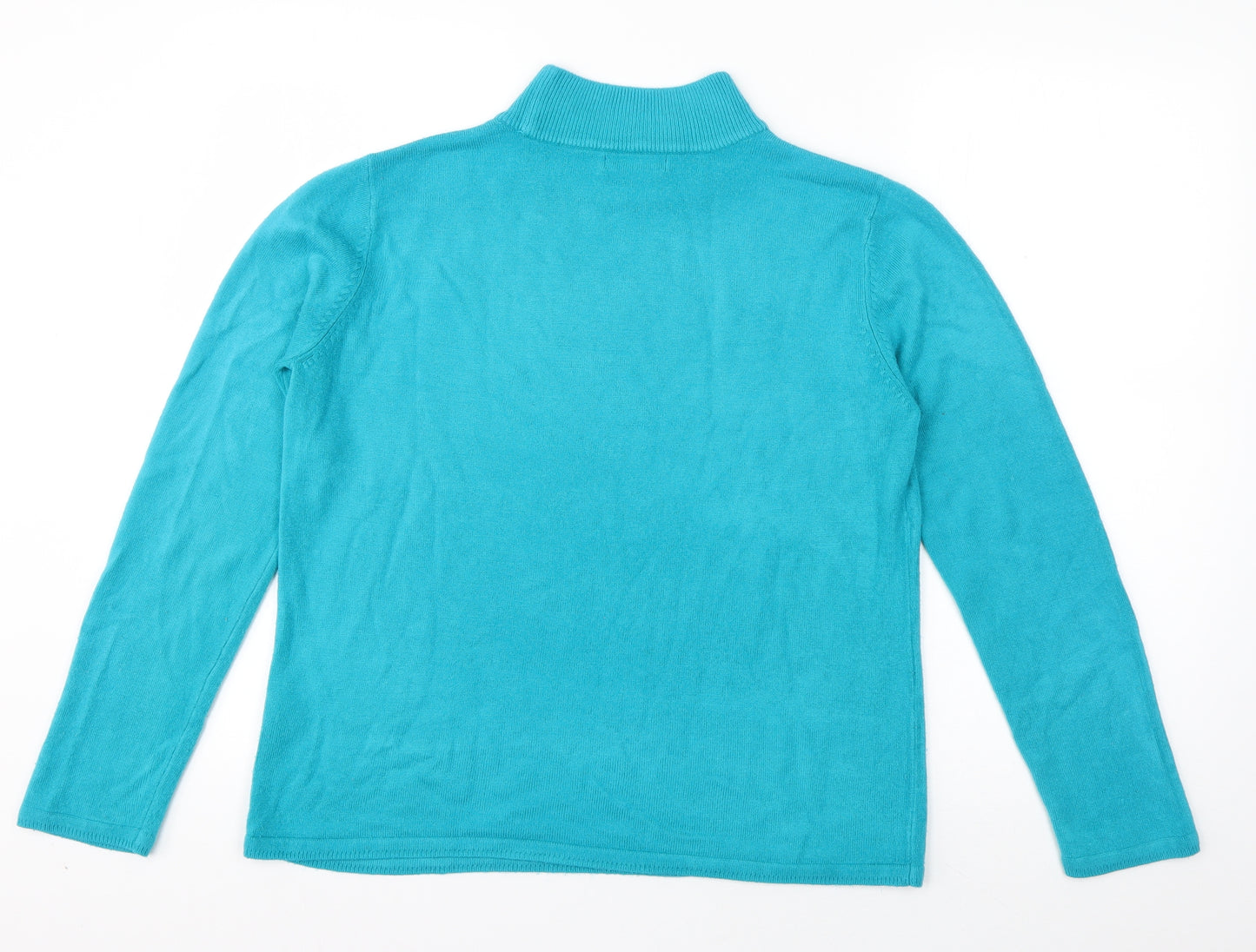 Bonmarché Womens Blue High Neck  Acrylic Pullover Jumper Size S