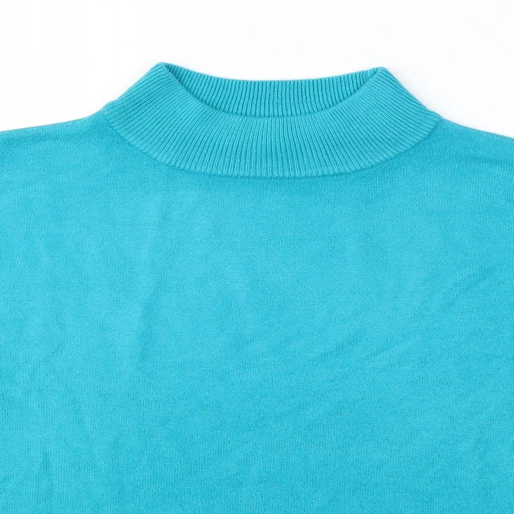 Bonmarché Womens Blue High Neck  Acrylic Pullover Jumper Size S