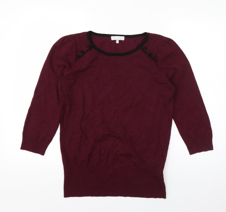 Red Herring Womens Purple Boat Neck Viscose Pullover Jumper Size 14