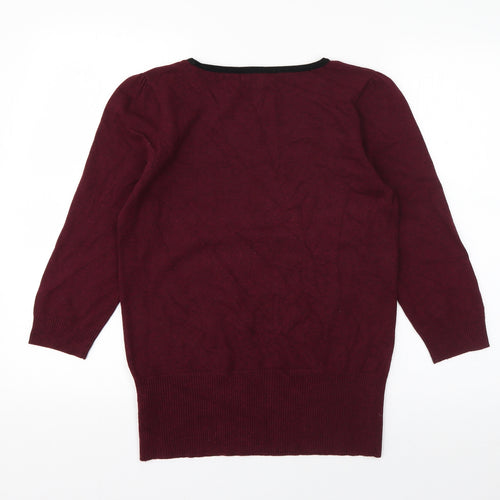 Red Herring Womens Purple Boat Neck  Viscose Pullover Jumper Size 14