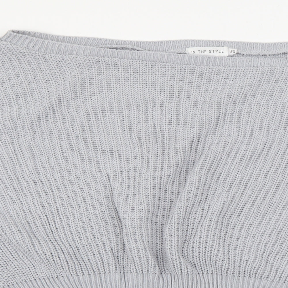 In the Style Womens Grey Boat Neck  Acrylic Pullover Jumper Size 24