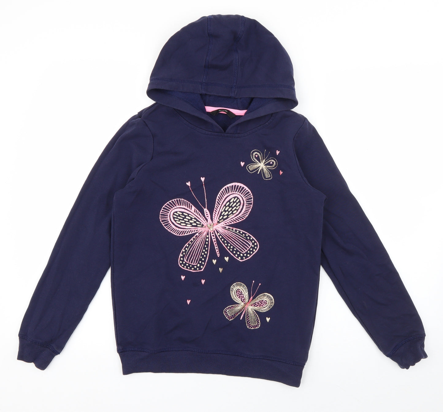 George Girls Blue  Cotton Pullover Hoodie Size 11-12 Years  Pullover - Butterfly
