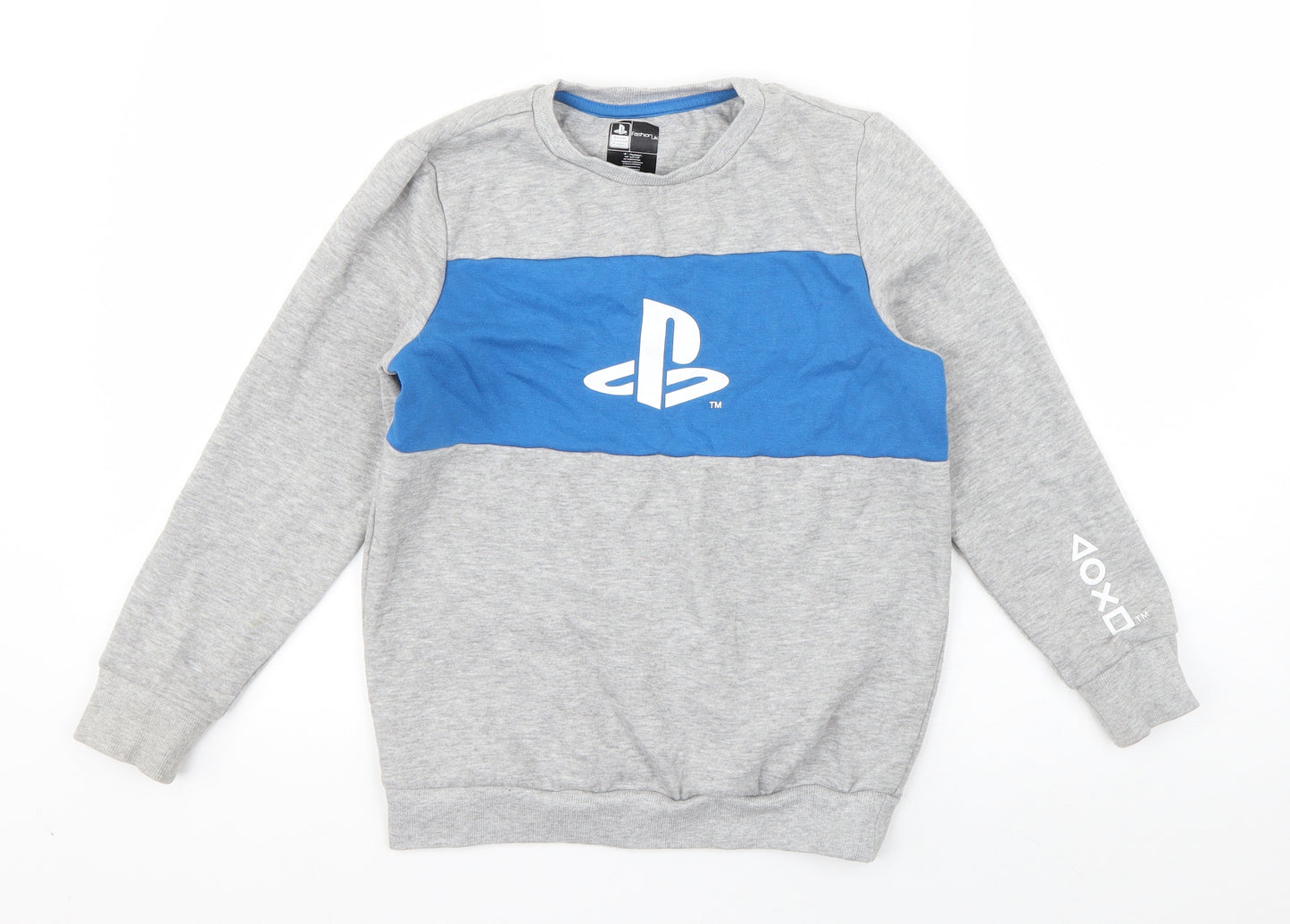 PlayStation Boys Grey  Cotton Pullover Sweatshirt Size 8-9 Years  Pullover - Playstation