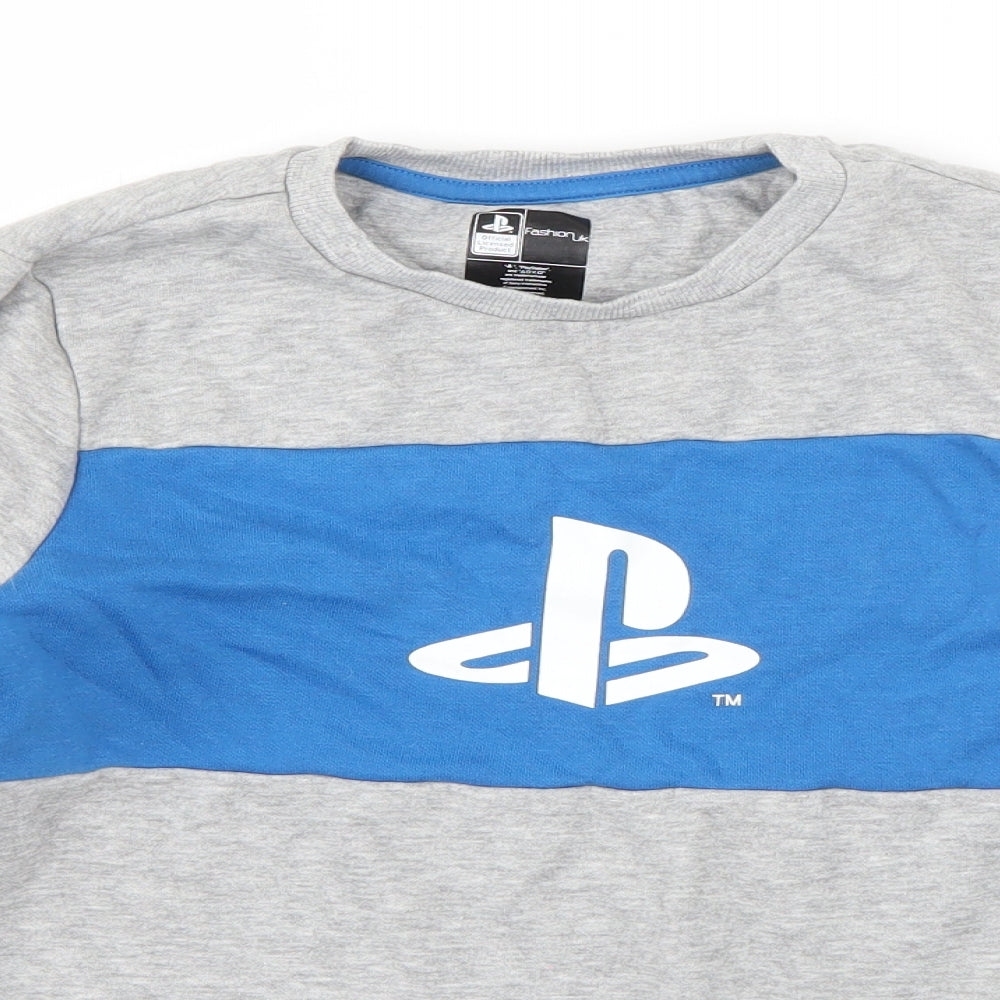 PlayStation Boys Grey  Cotton Pullover Sweatshirt Size 8-9 Years  Pullover - Playstation