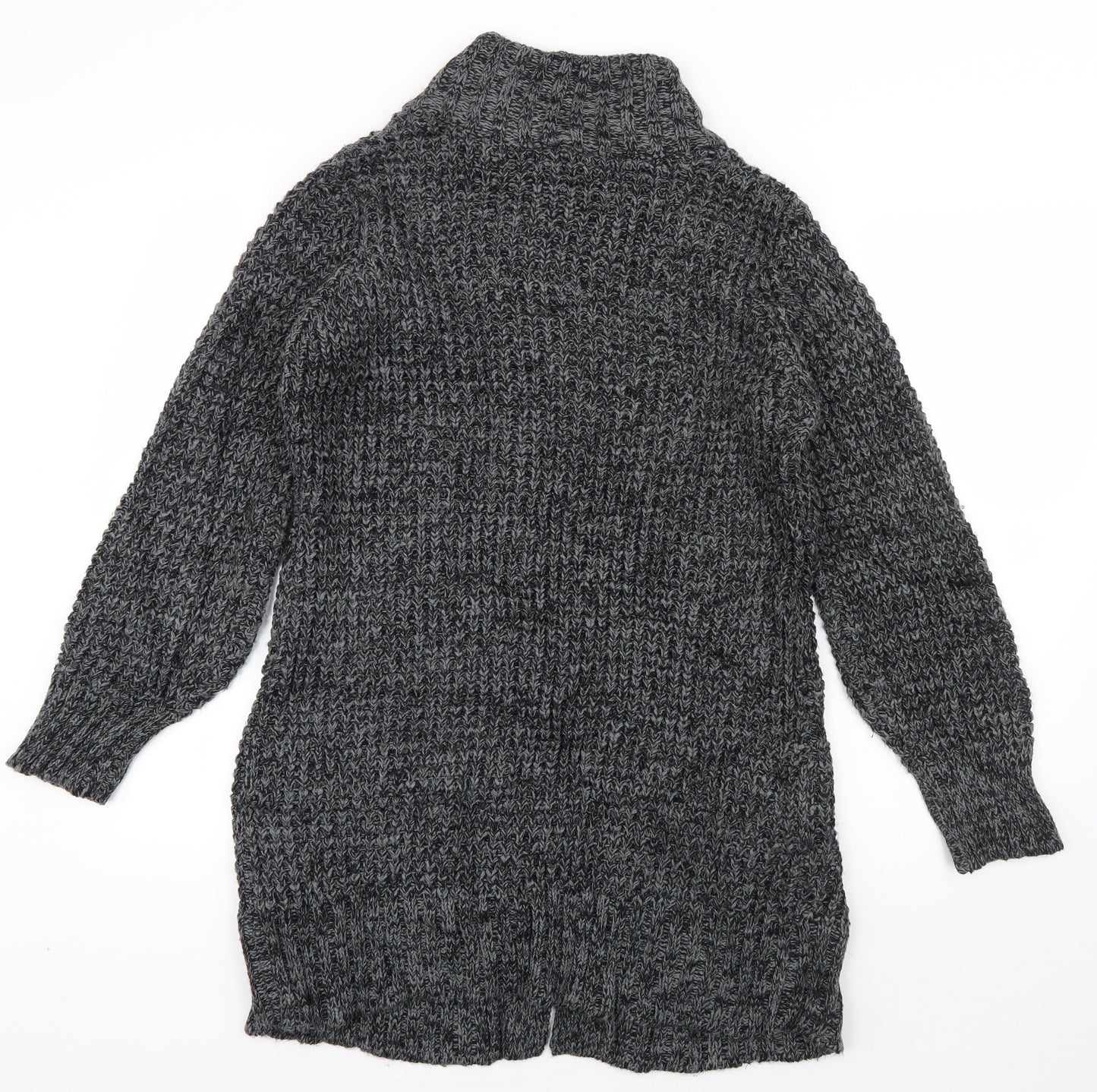 George Womens Grey High Neck  Acrylic Cardigan Jumper Size 14