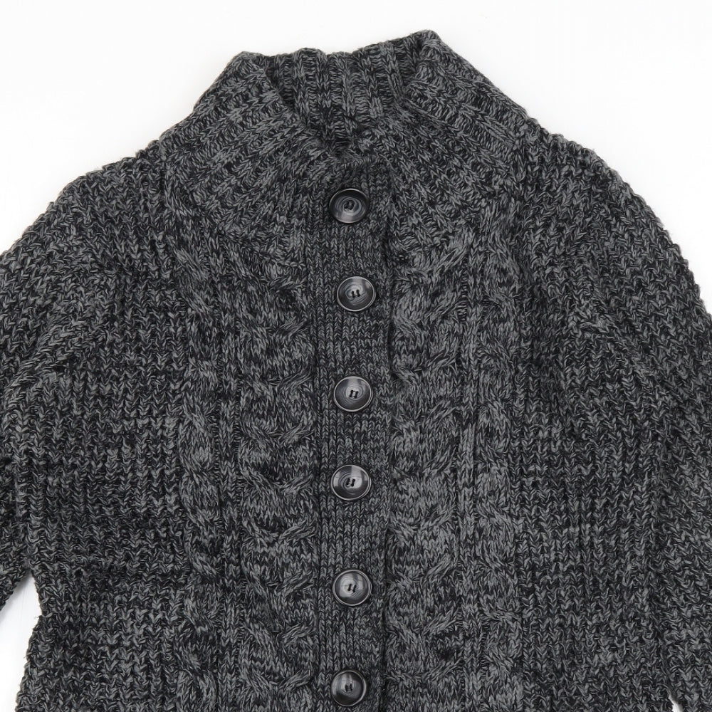 George Womens Grey High Neck  Acrylic Cardigan Jumper Size 14