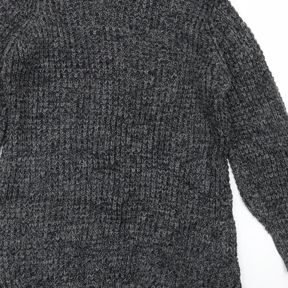 George Womens Grey High Neck  Acrylic Cardigan Jumper Size 14