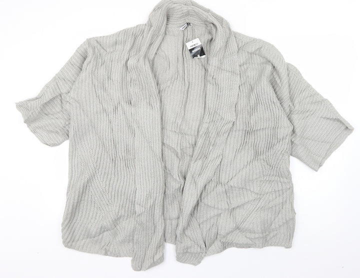PEP & CO Womens Grey V-Neck Acrylic Cardigan Jumper Size 8