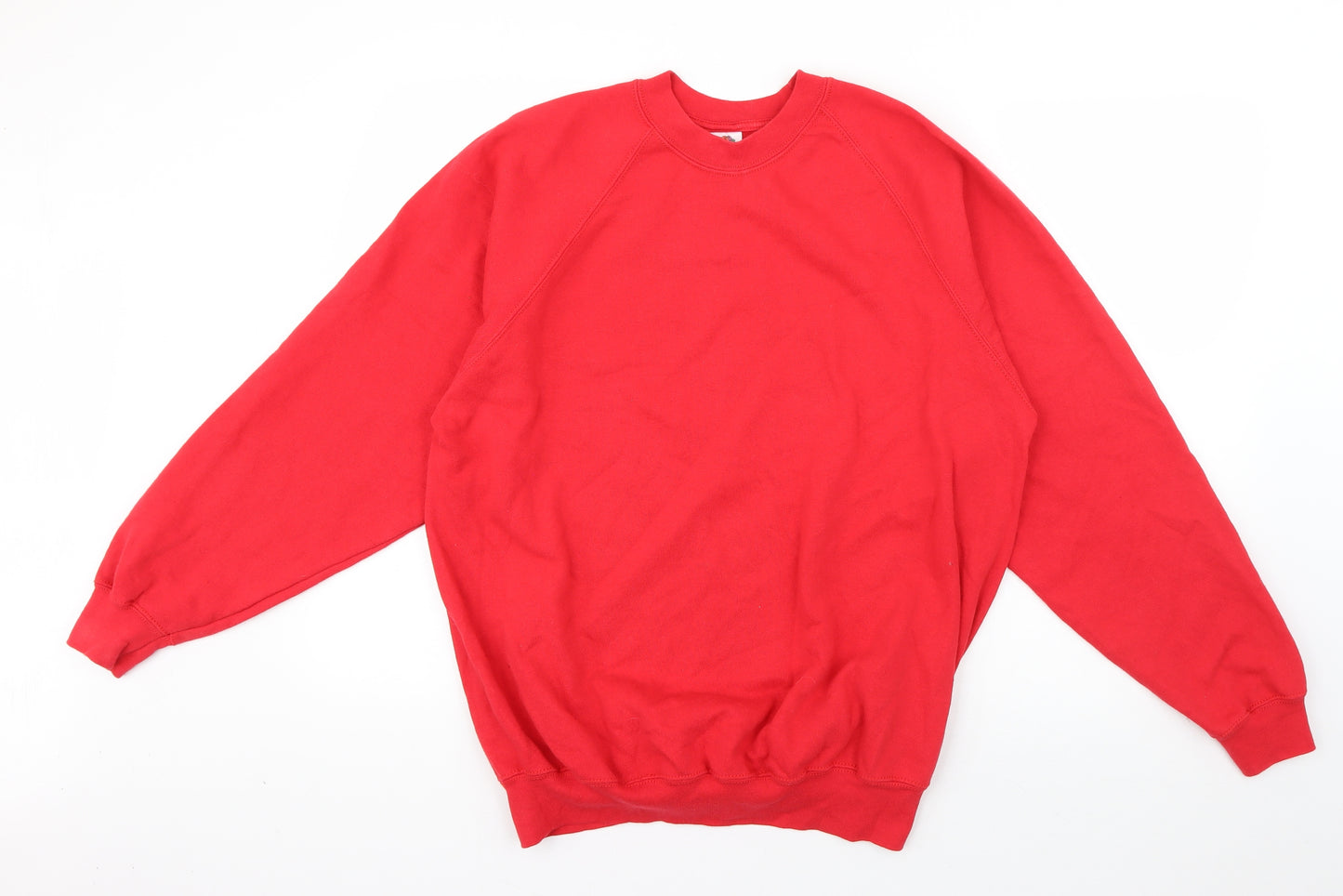 Fruit of the Loom Mens Red  Cotton Pullover Sweatshirt Size L
