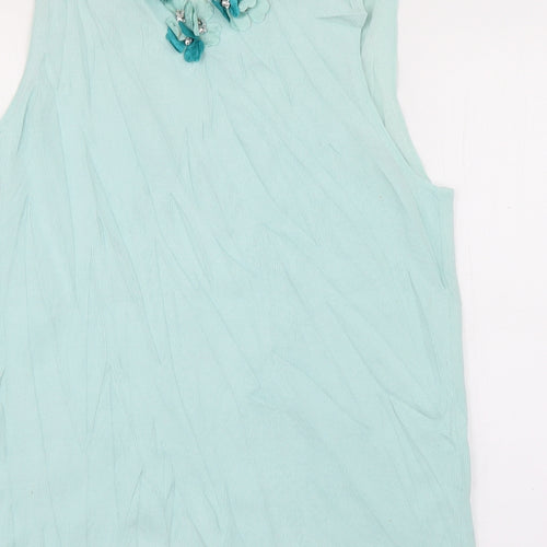 Casamia Womens Blue  Viscose Basic T-Shirt Size L V-Neck