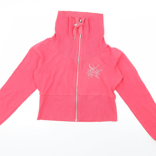 Debenhams Womens Pink  Cotton Full Zip Sweatshirt Size 12  Zip