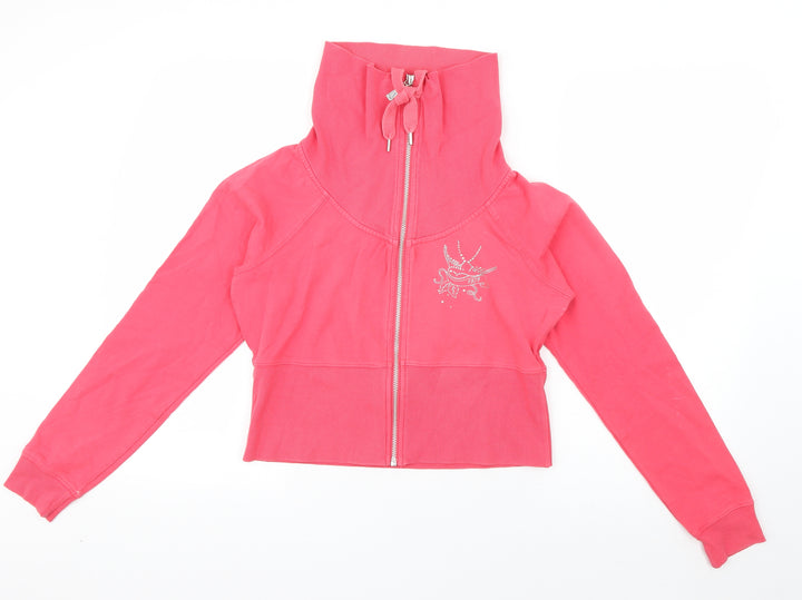 Debenhams Womens Pink Cotton Full Zip Sweatshirt Size 12 Zip