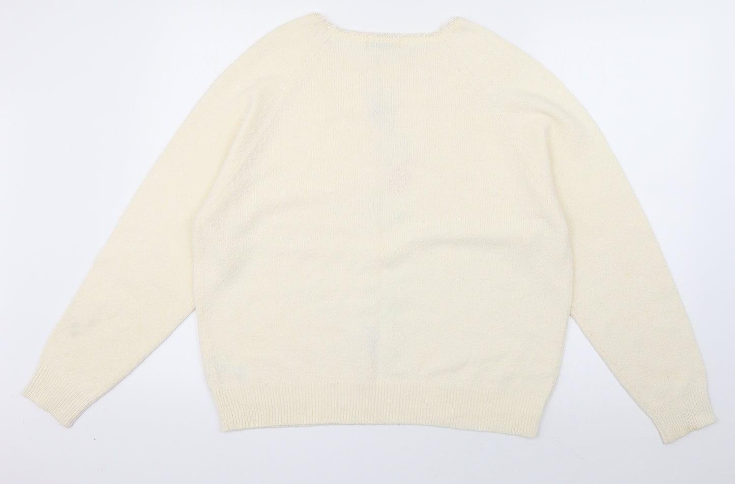 Berkertex Womens Ivory Round Neck  Acrylic Pullover Jumper Size 18