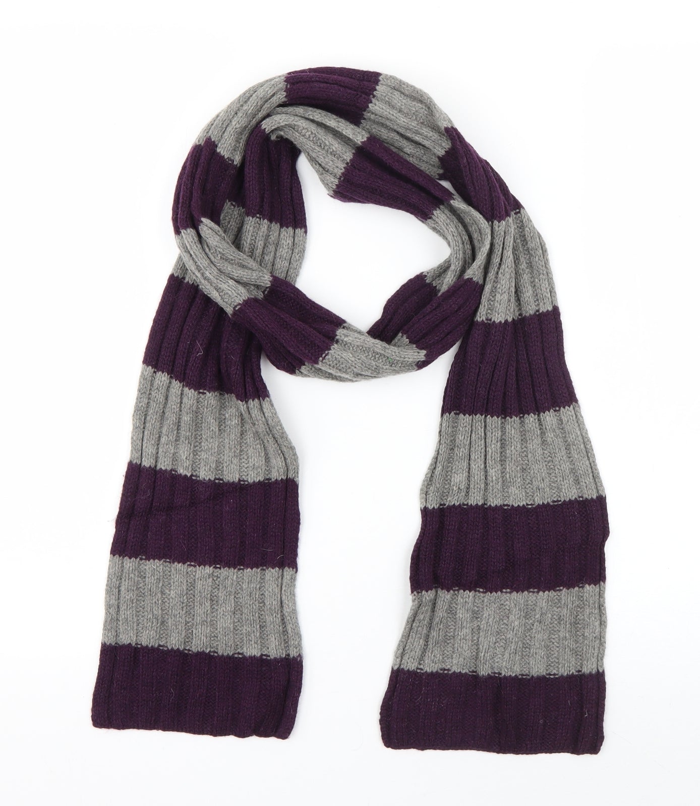 Preworn Womens Purple Striped Acrylic  Scarf