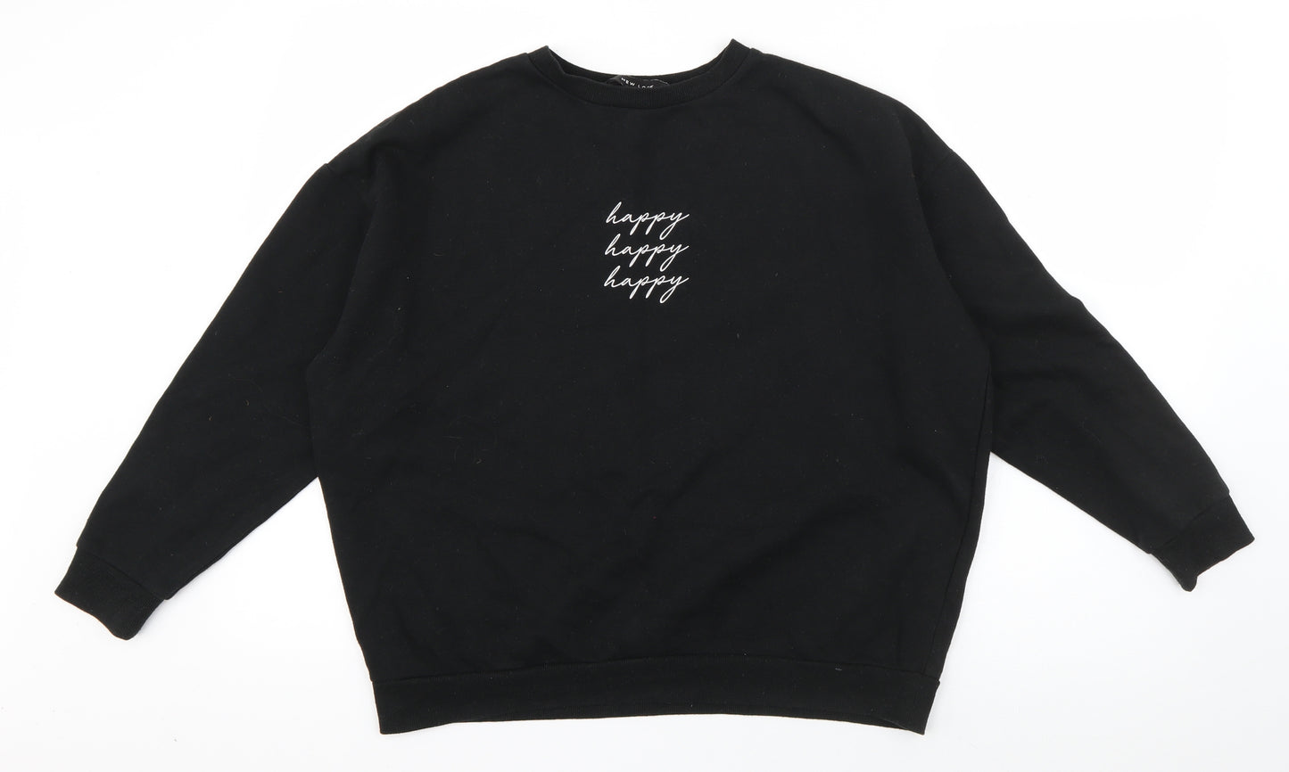 New Look Womens Black  Cotton Pullover Sweatshirt Size S  Pullover - Happy
