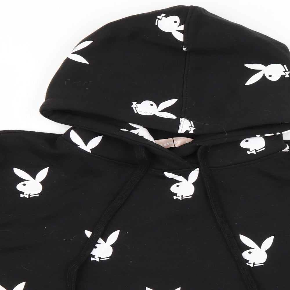 Missguided Womens Black  Polyester Pullover Hoodie Size 10  Pullover - Playboy