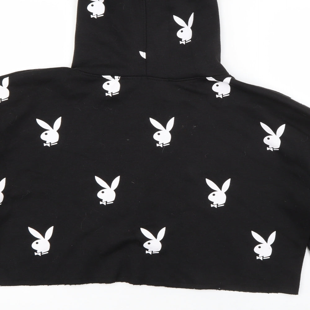 Missguided Womens Black  Polyester Pullover Hoodie Size 10  Pullover - Playboy