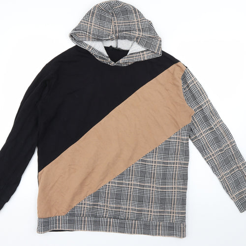 Select Womens Black Plaid Cotton Pullover Hoodie Size 10  Pullover