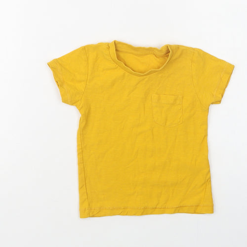 Matalan Baby Yellow  Cotton Basic T-Shirt Size 12-18 Months Crew Neck