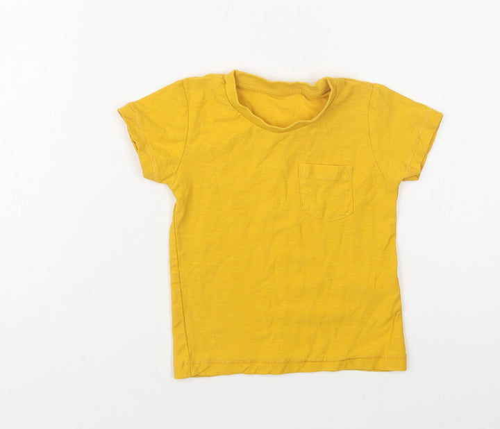 Matalan Baby Yellow Cotton Basic T-Shirt Size 12-18 Months Crew Neck