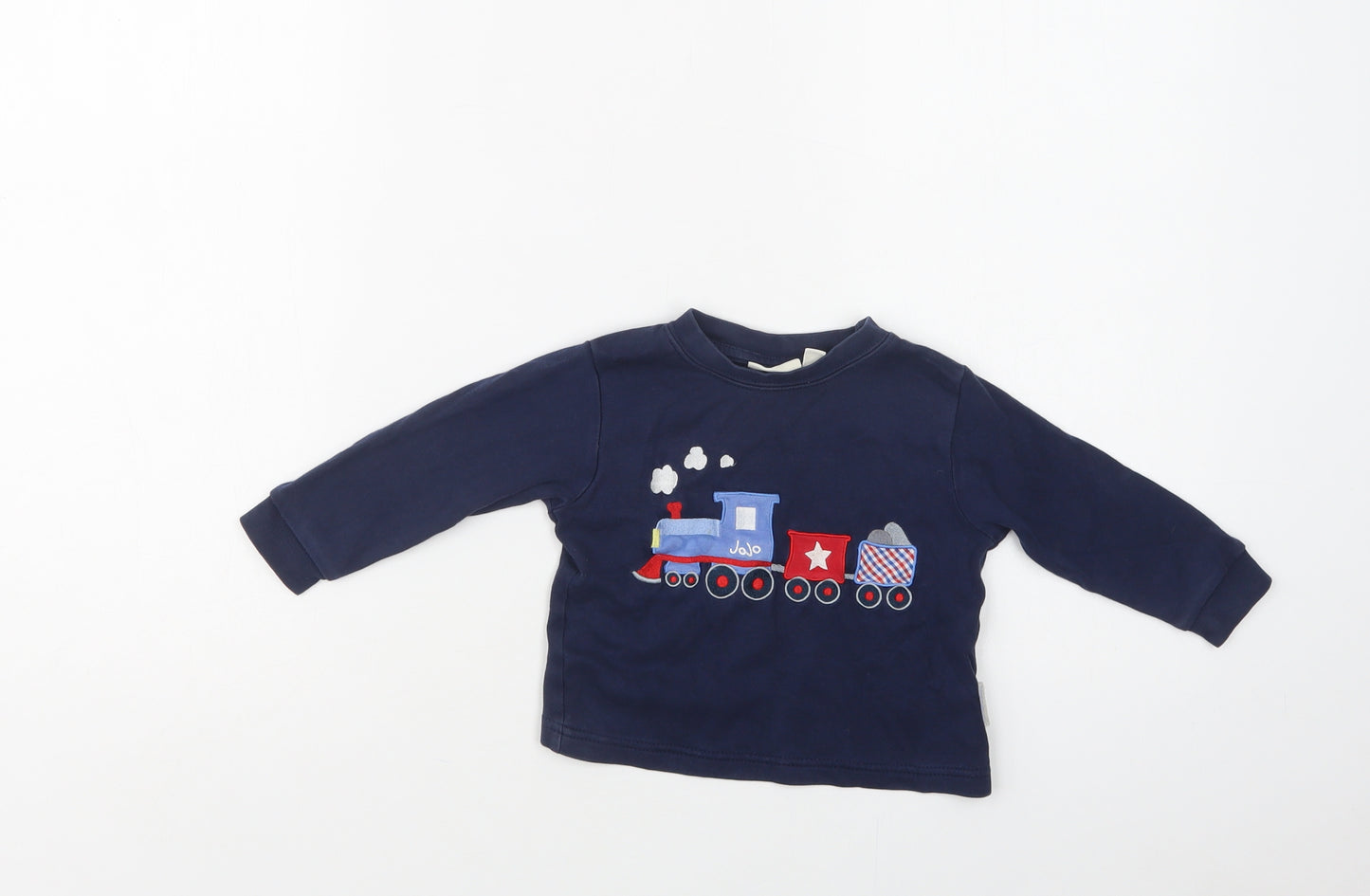 JoJo Maman Bébé Baby Blue  Cotton Basic Blouse Size 12-18 Months Crew Neck  - Train