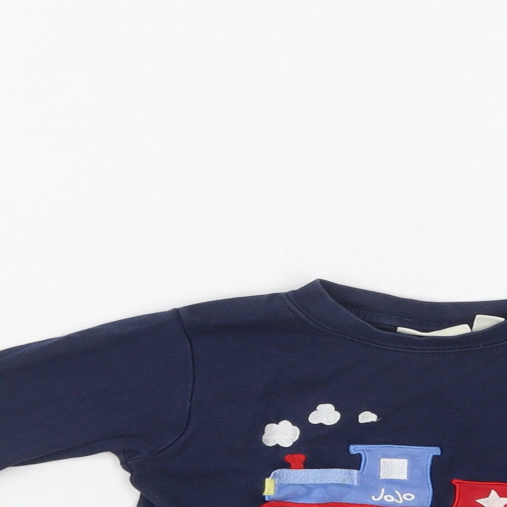 JoJo Maman Bébé Baby Blue  Cotton Basic Blouse Size 12-18 Months Crew Neck  - Train