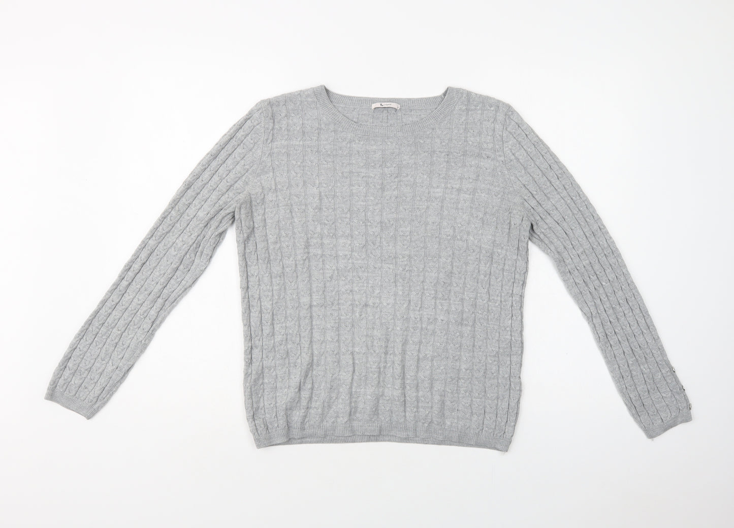 TU Womens Grey Crew Neck  Acrylic Pullover Jumper Size 12