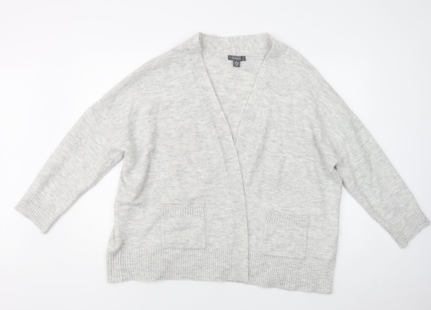 Primark Womens Grey V-Neck  Acrylic Cardigan Jumper Size XL