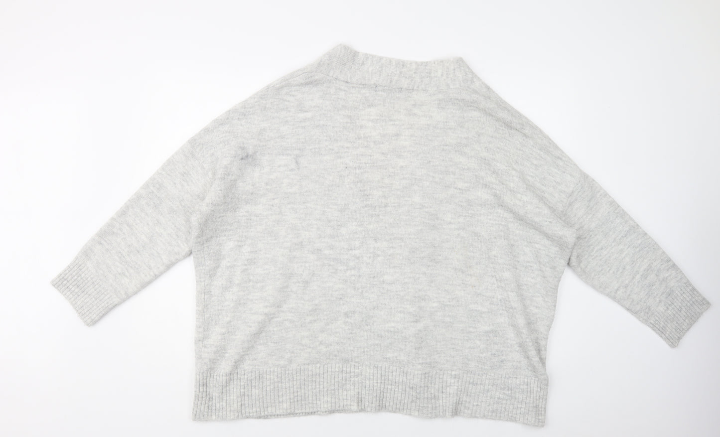 Primark Womens Grey V-Neck  Acrylic Cardigan Jumper Size XL