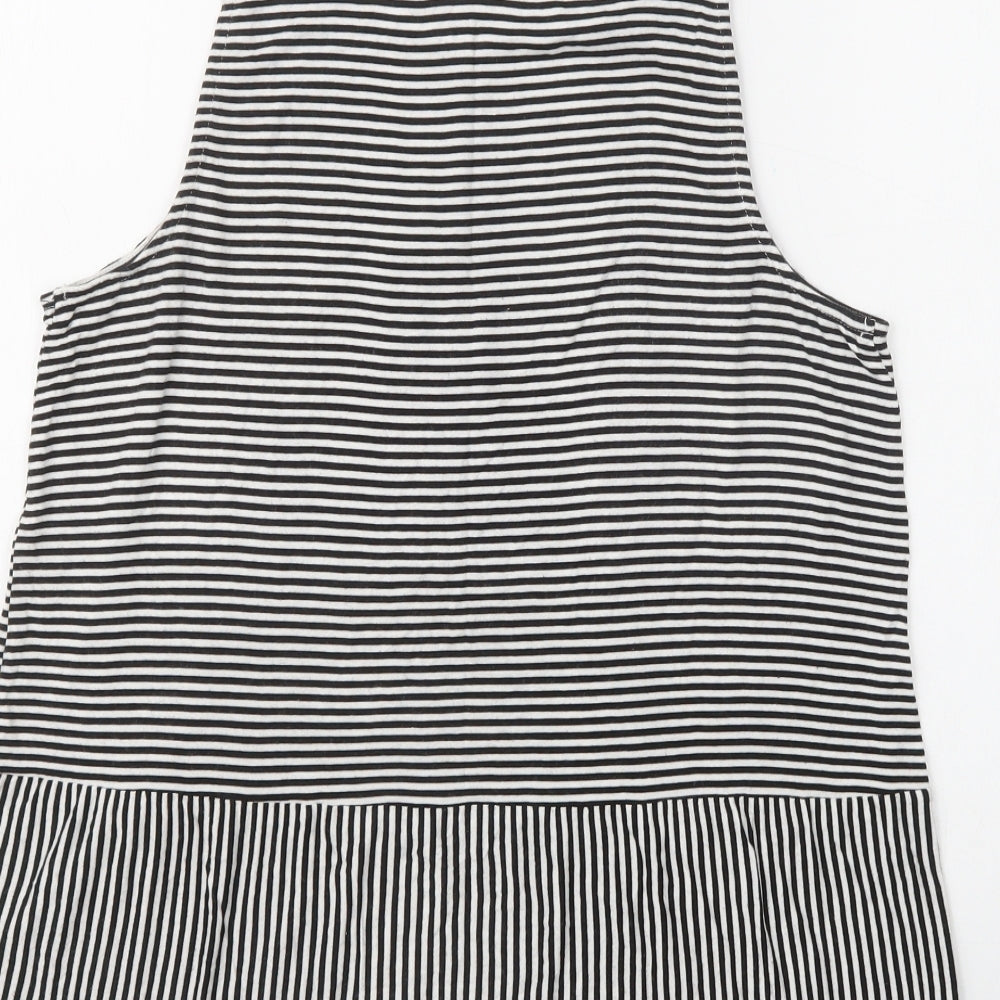Papaya Womens Black Striped Viscose Basic Tank Size 12 Crew Neck