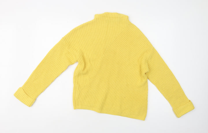 Dorothy Perkins Womens Yellow Mock Neck Acrylic Pullover Jumper Size 8
