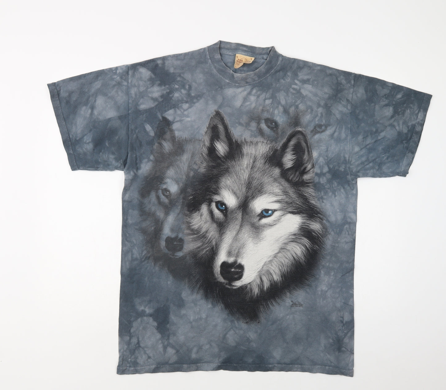 The Moun Mens Blue  Cotton  T-Shirt Size L Crew Neck  - Wolf