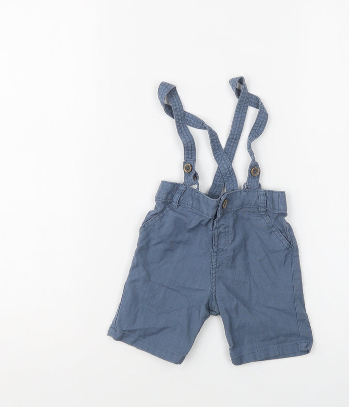 F&F Baby Blue Cotton Cropped Trousers Size 12-18 Months Button