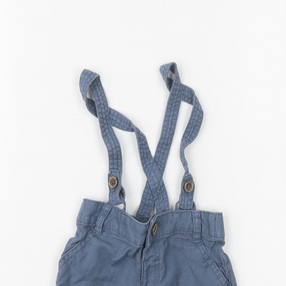 F&F Baby Blue  Cotton Cropped Trousers Size 12-18 Months  Button