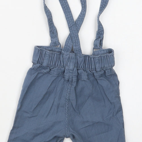 F&F Baby Blue  Cotton Cropped Trousers Size 12-18 Months  Button