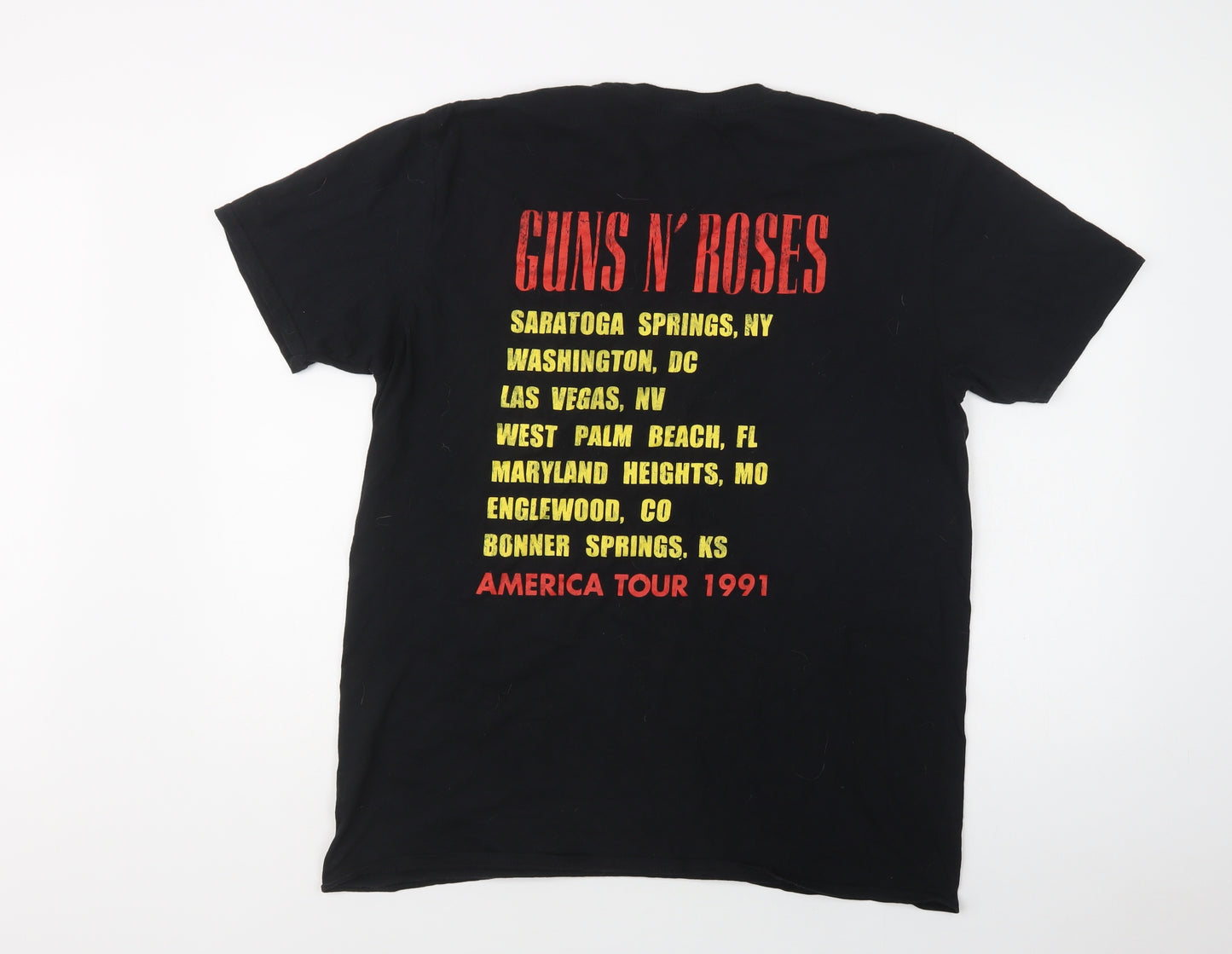 Missguided Womens Black  Cotton Basic T-Shirt Size L Crew Neck - Guns N' Roses