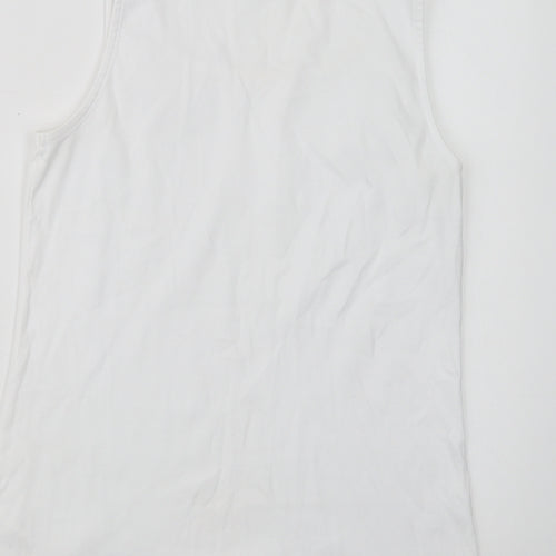 Love Tees Womens White  Cotton Basic Tank Size 14 Crew Neck