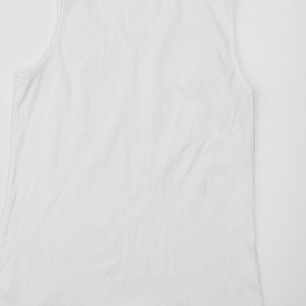 Love Tees Womens White  Cotton Basic Tank Size 14 Crew Neck