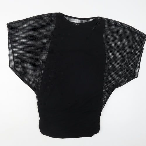 Oui Womens Black  Viscose Basic Blouse Size S Crew Neck