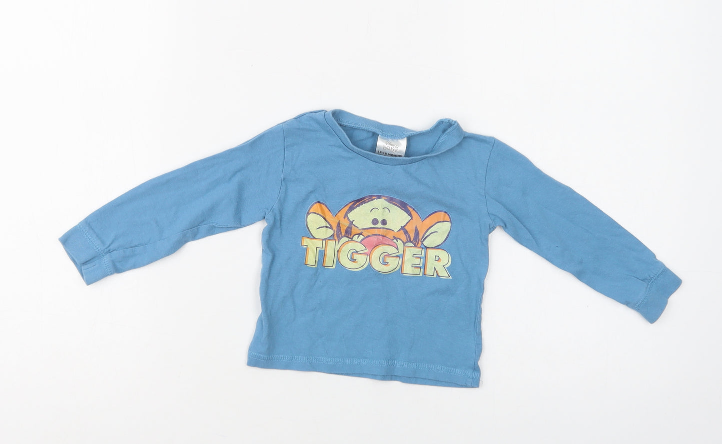Disney Baby Baby Blue  Cotton Basic Blouse Size 12-18 Months Crew Neck  - Tigger
