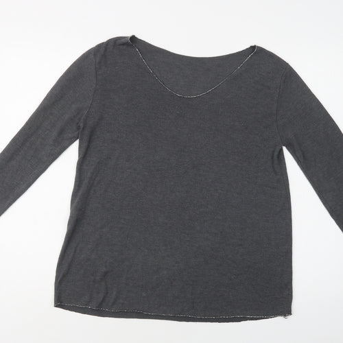 Preworn Womens Grey Round Neck  Viscose Pullover Jumper Size L   - Wings