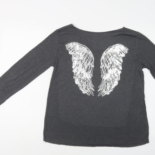 Preworn Womens Grey Round Neck  Viscose Pullover Jumper Size L   - Wings