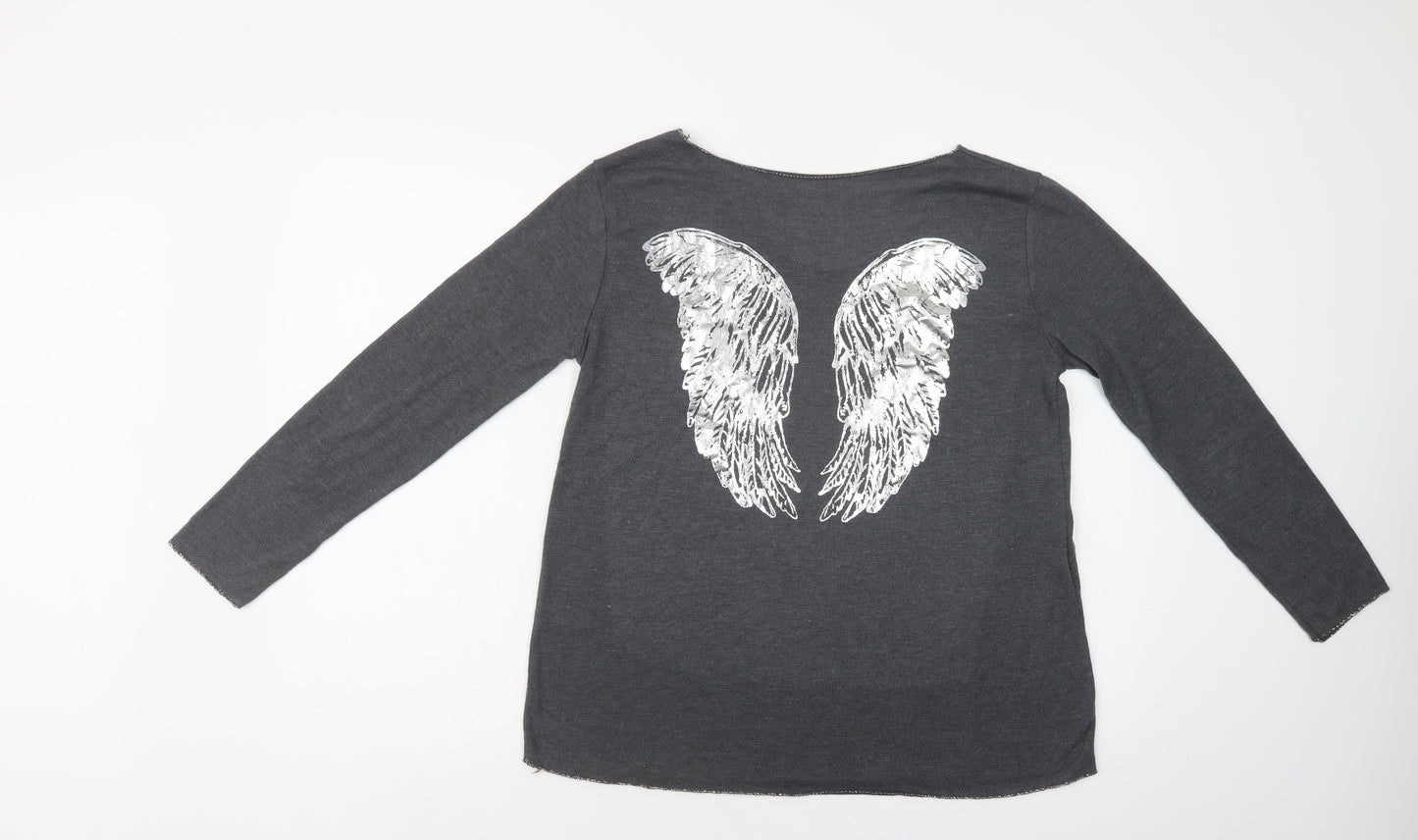 Preworn Womens Grey Round Neck  Viscose Pullover Jumper Size L   - Wings
