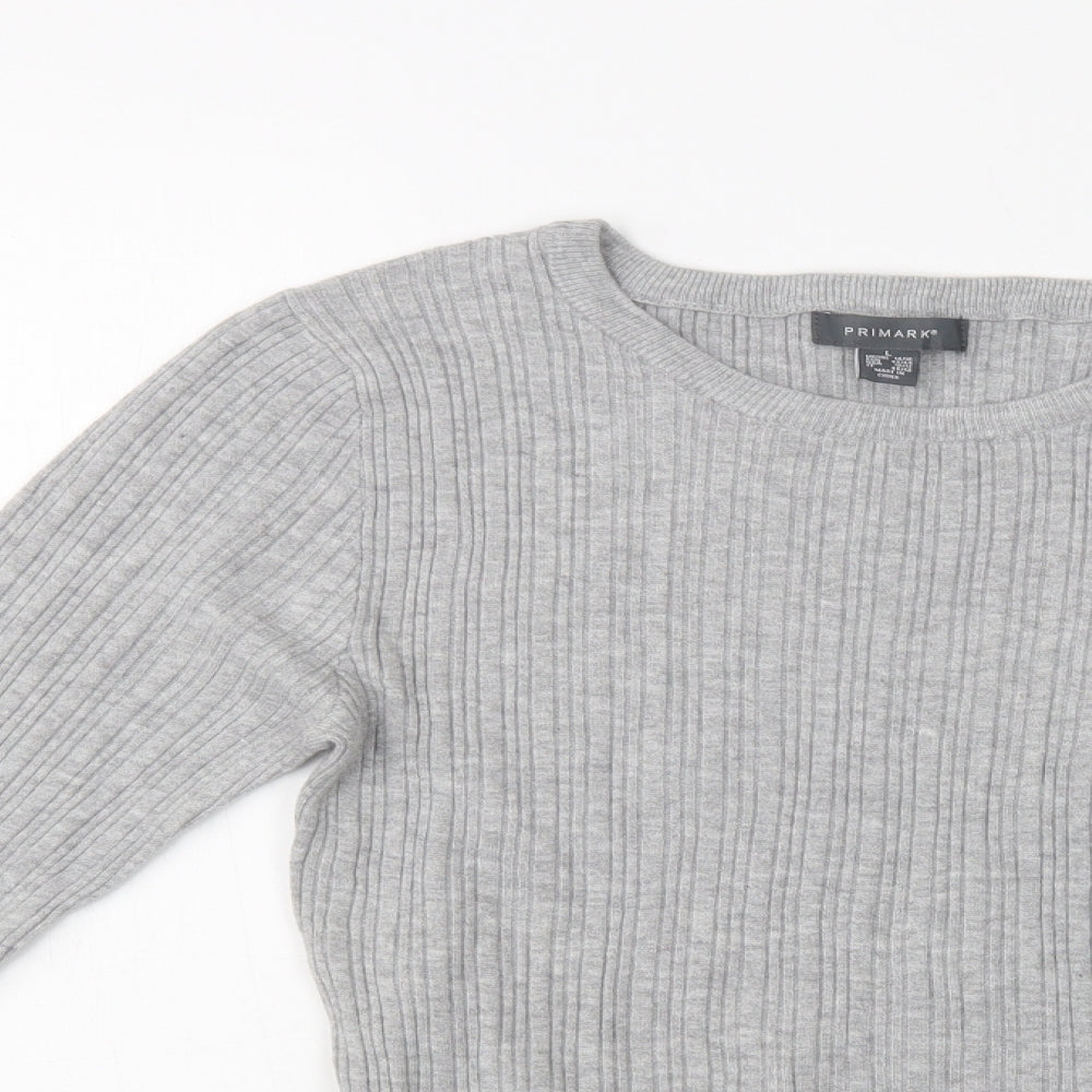Primark Womens Grey Crew Neck  Viscose Shrug Jumper Size L