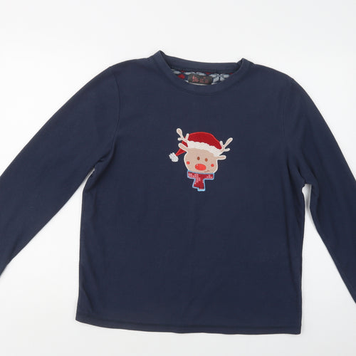 Primark Womens Blue  Polyester Top Lounge Set Size S   - Rudolph Christmas